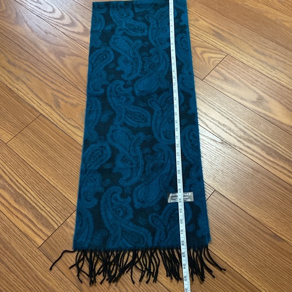 Charming Charlie super soft 💯Acrylic turquoise black paisley scarf wh fringe - Picture 9 of 11